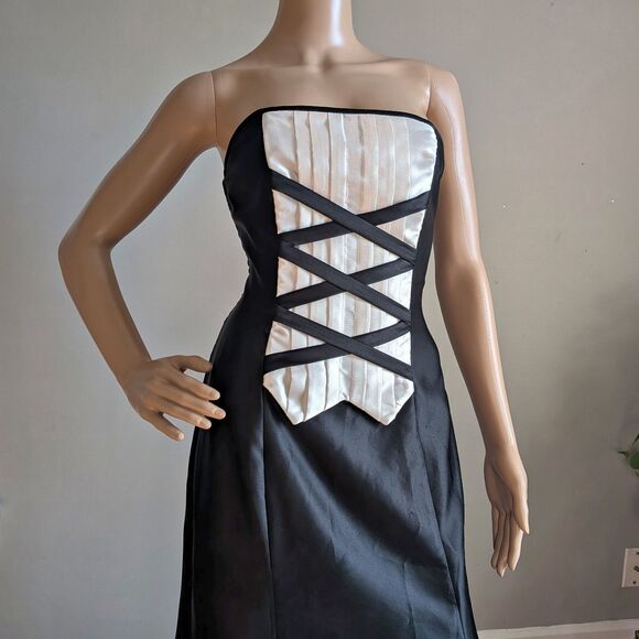 Vintage 90s JM for Gunne Sax Tuxedo Gown Maxi Prom Dress Menswear Inspired 5 - Picture 5 of 7